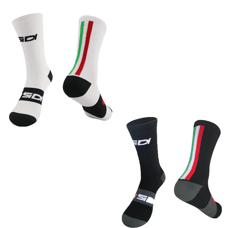 Calcetines de Ciclismo transpirables a rayas de colores, para hombre y mujer