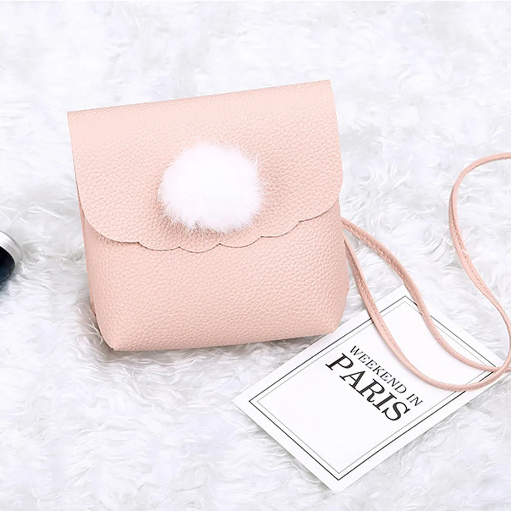 

Women Cute Hairball Messenger Bag Girls Small PU Leather Handbag Shoulder Bag Phone Crossbody Bag Female #T20