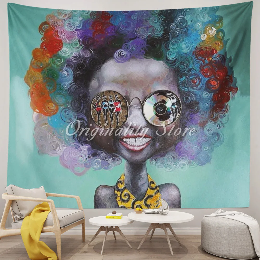 

Гобелен в стиле хиппи с красочными волосами для афродевушек