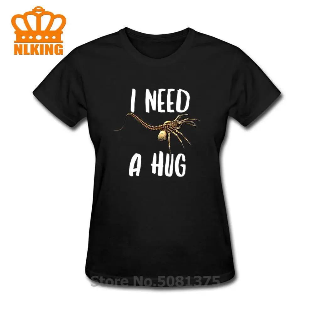 

Funny I need a hug T-Shirts Women Horror Alien Facehugger T Shirt New awesome xenomorph Tshirt high quality brand Women clothing