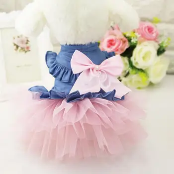 

IERKOU Pet Dog Clothes Dress Princess Dress Teddy Puppy Wedding Dresses Fot Dog Denim Skirt For Small Medium Dogs Pet Accessorie