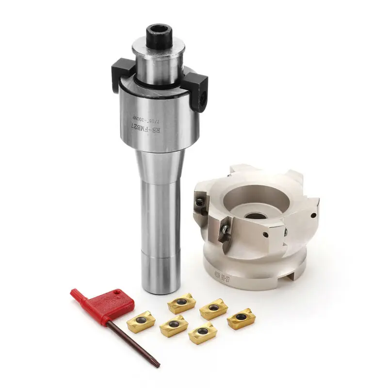 

400R 80mm Face End Mill CNC +R8 FMB27 Tool Holder + 6pcs APMT1604 Carbide For Milling Most Materials Multi Tools