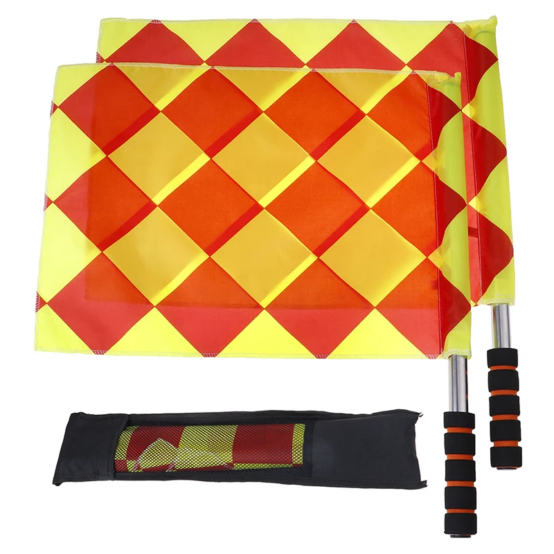 Soccer Referee Flags 4Pcs Referee Linesman Flags with Storage Bag for Sports Match Soccer Football Volleyball Hockey Training