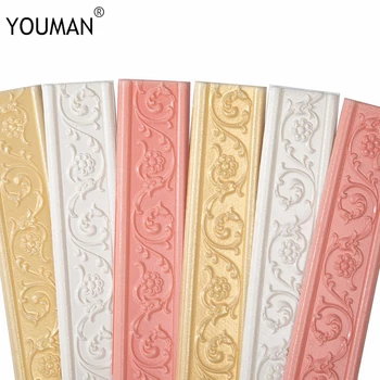 

3D Embossed Wallpapers Border Waist Line Living Room Bedroom Baseboard Self Adhesive Wallpaper Borders Foam Background Baseboard