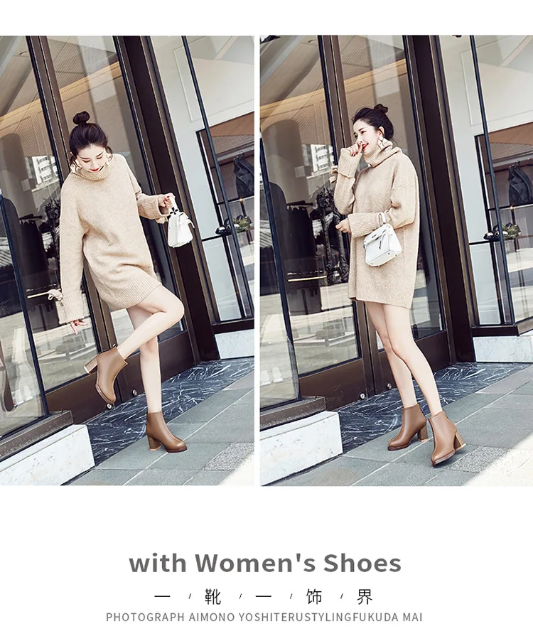 Новые стильные женские ботильоны; Прямая поставка; осенние женские Ботинки Martin на высоком каблуке; пикантные женские черные туфли-лодочки на платформе