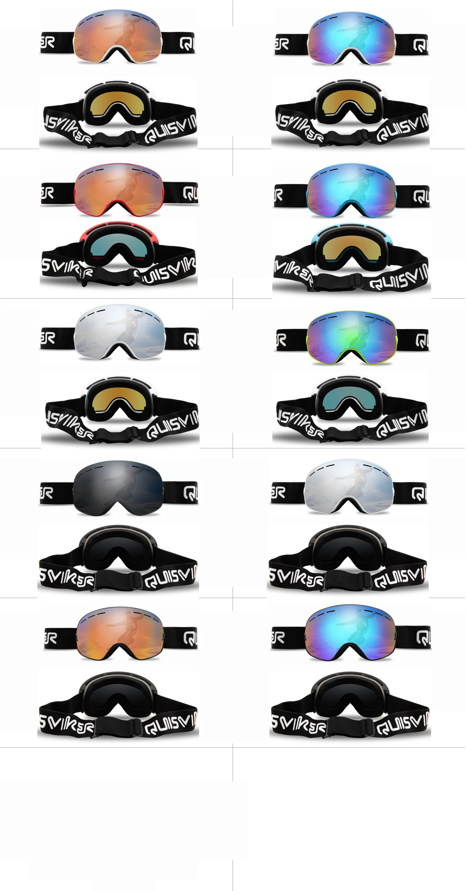 QUISVIKER новые двухслойные противотуманные лыжные очки, очки для сноуборда, лыжного спорта, очки для снегохода, лыжная маска
