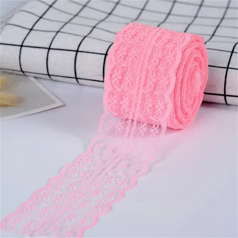 10 м/рулон 4,5 см кружевная Лента ткань для одежды DIY вышитый сетчатый шнур для шитья украшения африканская кружевная ткань ручной работы материал - Цвет: Розовый