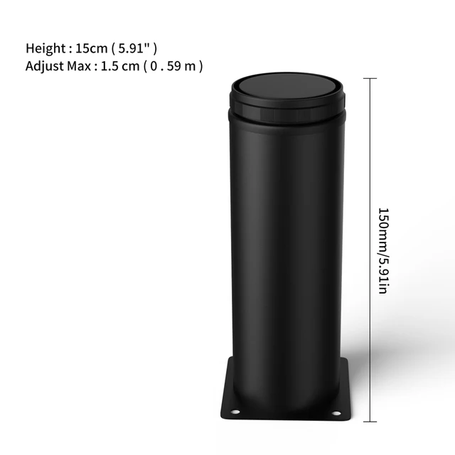 5-25cm black Adjustable Metal Furniture Legs,Stainless Steel Adjustable feet Replacement Leg for Sofa Chair Ottoman Cabinet 15cm