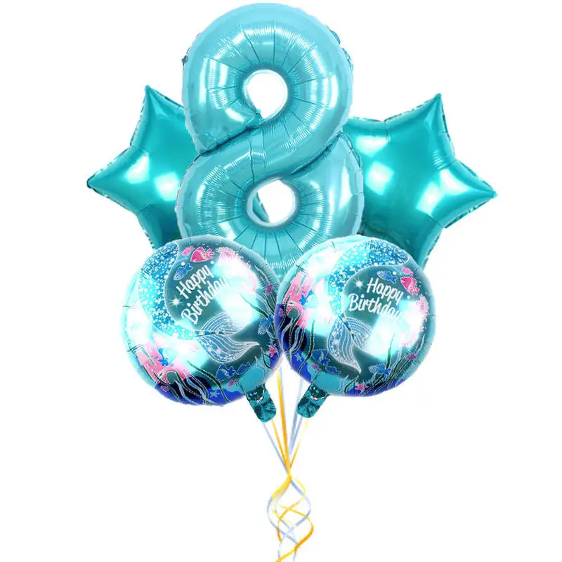 Vacclo 5 шт. 32 дюймов синий цифровой пятиконечная Звезда Воздушные шары Комплект Одежда для свадьбы, дня рождения украшения для детей, рождественские украшения для дома - Цвет: 8