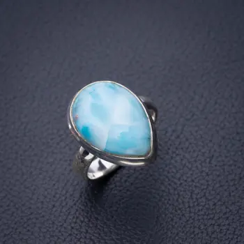 

StarGems Natural Caribbean Larimar Handmade 925 Sterling Silver Ring 7 D8453