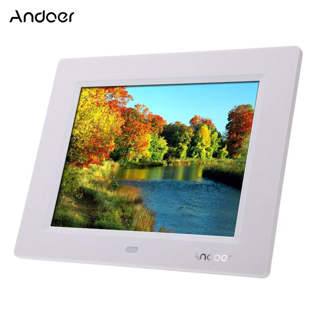 Andoer 8 ''ультратонкий HD TFT-LCD Цифровая фоторамка Будильник MP3 MP4 видеоплеер с дистанционным управлением - Цвет: Белый