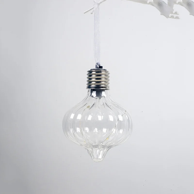 Christmas Transparent LED Bulb Ball Shape Pendants with Warm White Light Xmas Tree Hanging Decoration Ornament - Цвет: G