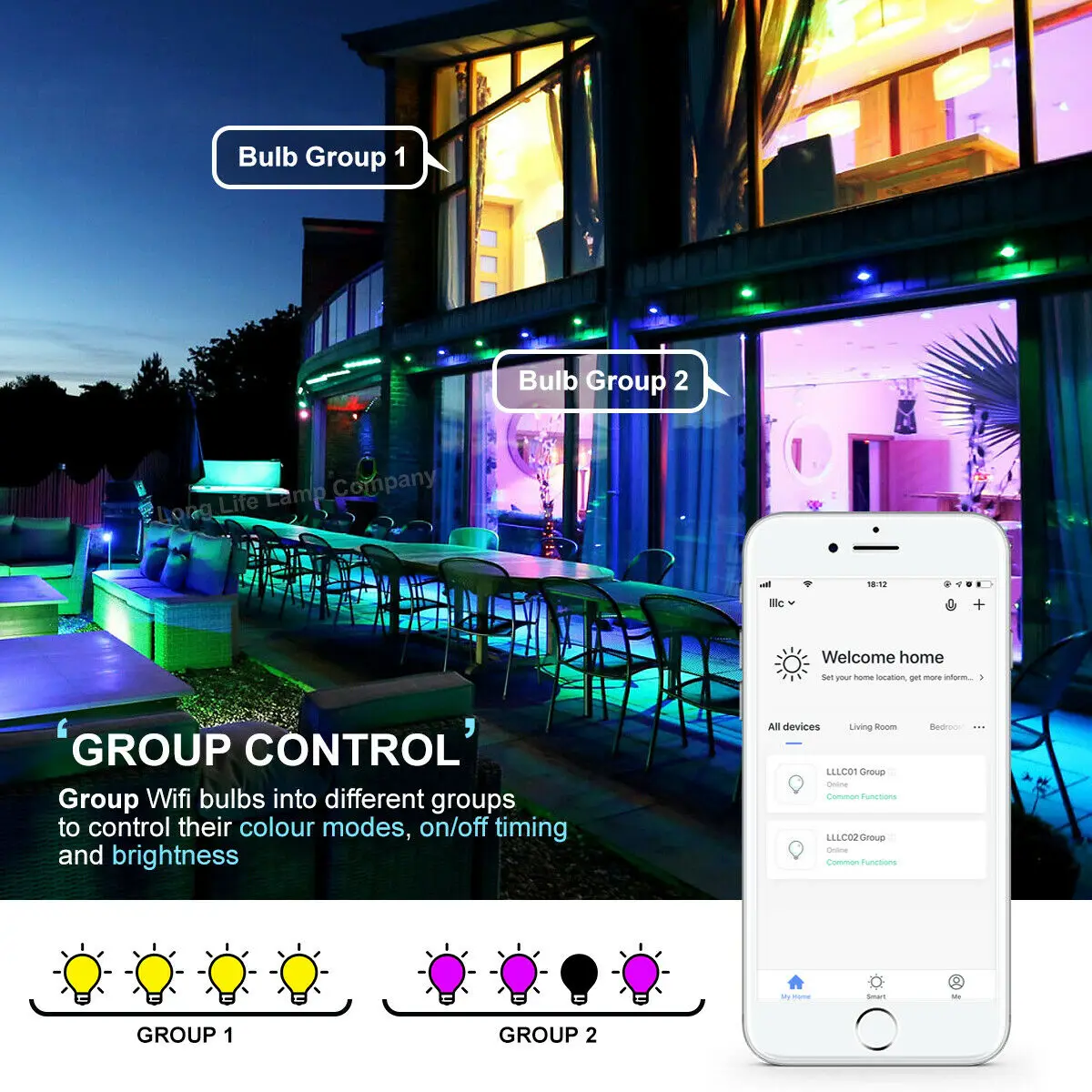 Hoilday wifi-патрон, умный свет лампы 7 Вт RGBW умная цветная светодиодная лампа приложение с регулируемой яркостью работает с Alexa Google для умного дома E27 E26