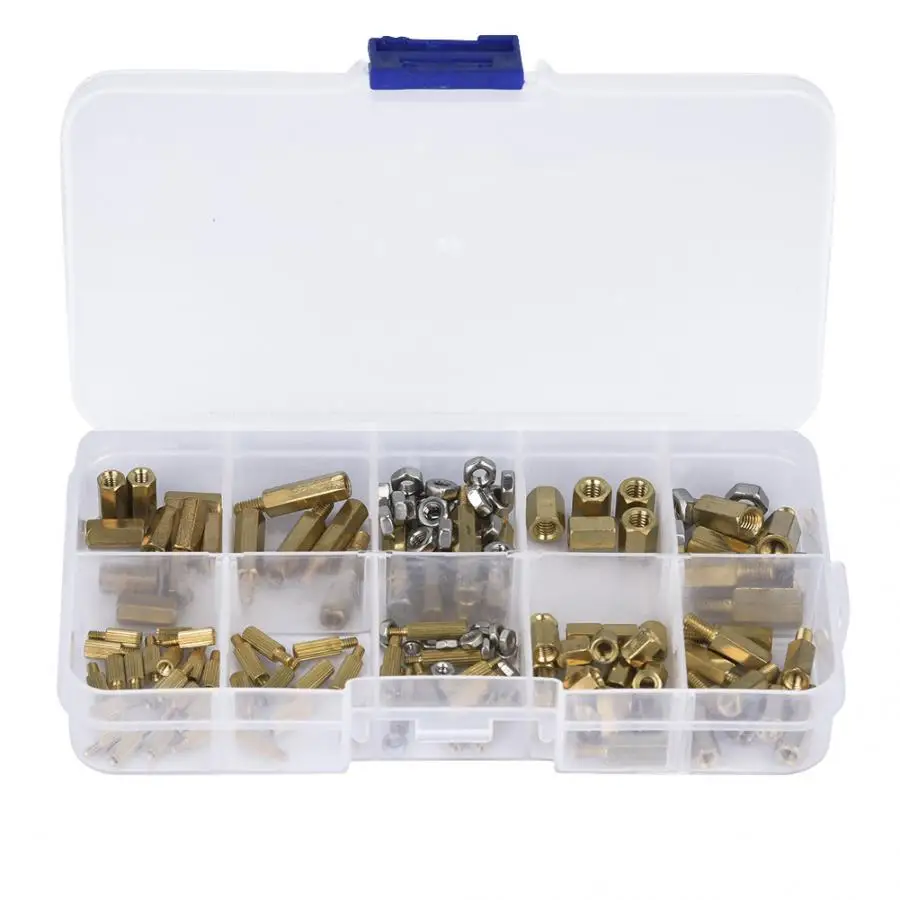 

Wood Screw And Nut 145pcs M2 M3 M4 Copper Hex Standoff Isolation Column Set with M2 M3 Steel Nut Stainless Steel Square Nuts