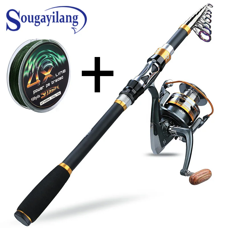 

Sougayilang Telescopic Fishing Combos Portable Telescopic Fishing Pole Spinning Reels Fishing Line Sets for Travel Fishing Pesca
