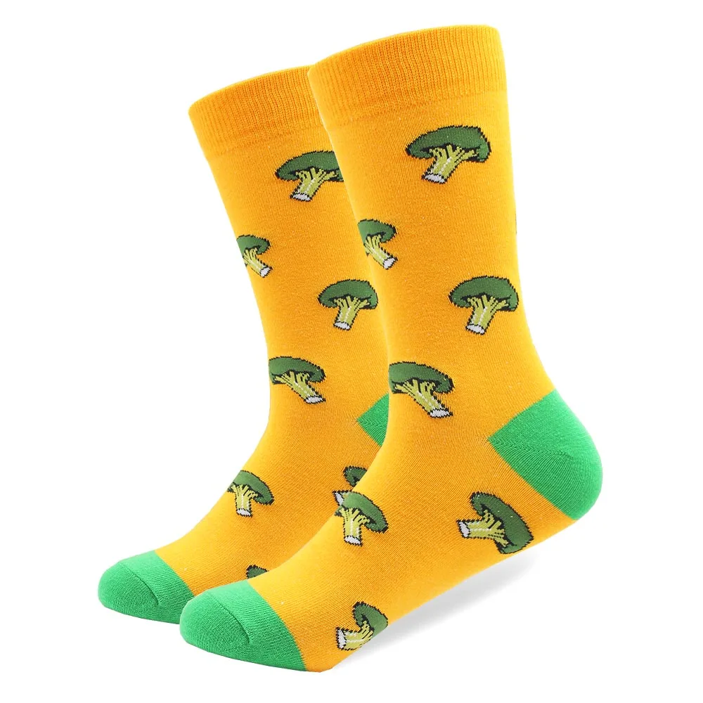 20 Pairs/lot Wholesale Creative Men's Colorful Fruit Cartoon Combed Cotton Happy Socks Crew Wedding Gift Casual Crazy Funny Sock
