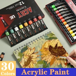 12ML Acrylic Paints Set 12/24 /30 Colors  Painting Pigment for Fabric Clothing, Wood, Ceramic Hand Painted Beginners Artists