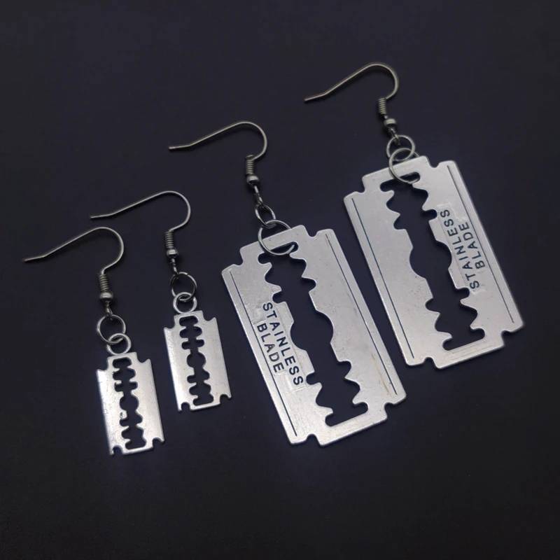 Funny Goth Punk Blade Earrings For Men Women Rock A Razor Blade ...