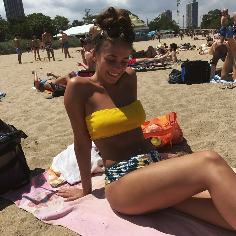 

New Bikini Swimsuit Women Split Pit Stripe Print Tube Top High Waist Bathing Suit Women