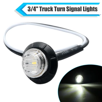 

2pcs Car Van Side 3LED Light Marker Turn Signal Lamp 12V 3/4" Mini White Universal for Camper Lamp Truck Trailers SUV Boat