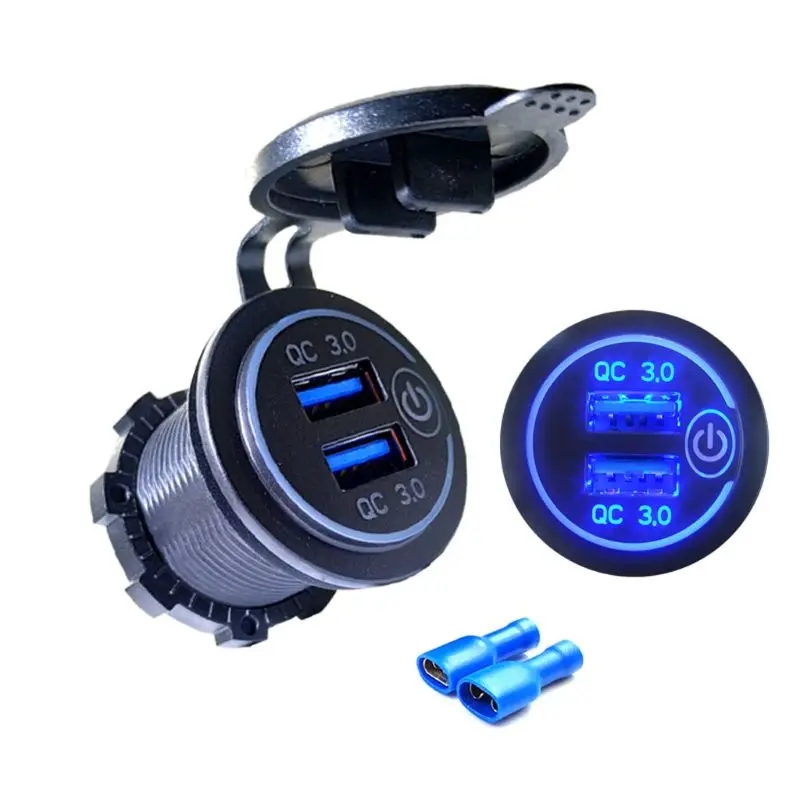 12 В/24 В двойной USB QC 3 0 светодиодный сенсорный выключатель быстрой зарядки для