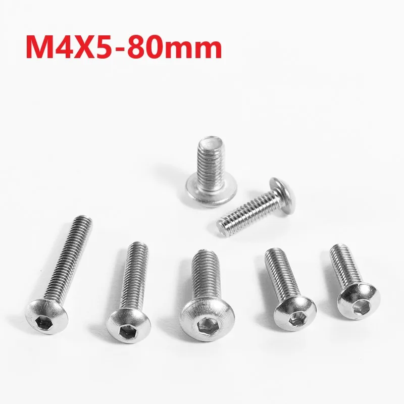 4mm 304 Stainless Steel Hexagon Socket Pan Head Screws M4 x 5 6 8 10 40 45 55 60 65 70 75 80 mm Cup Bolts | Обустройство дома