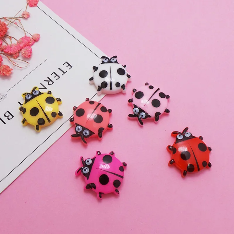 

100pcs Resin Cabochon Cute Colorful Beetle Flatback Embellishment DIY Accessories Scrapbooking Crafts Fairy Garden Decoration