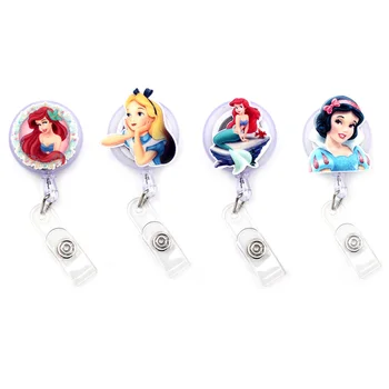

Cute Pretty Mermaid Princess Plastic Badge Reel Holder Elastic Name Card Simple & Easy To Use For Nurse & Students