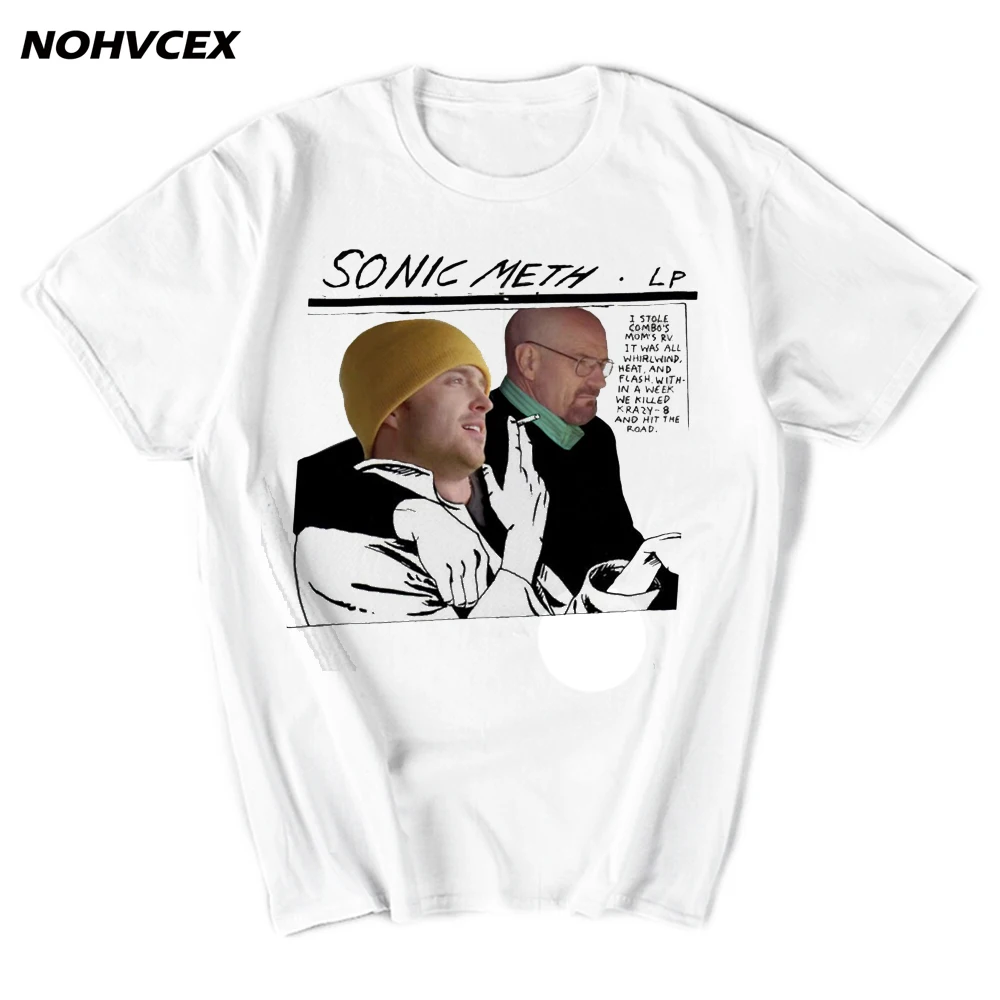 Мужская хлопковая футболка с коротким рукавом Sonic Youth Breaking Bad Уолтер Уайт и Джесси