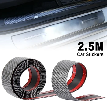 

Car Stickers 5D Carbon Fiber Texture Rubber Sticker DIY Car Tuning Stickers Door Sill Protector Trim Strip Vehicle Accessories