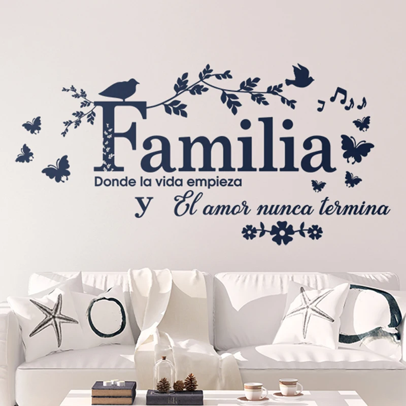 Spanish Family Where Life Begins Quote Wall Sticker Living Room Bedroom Familia, donde la vida empieza Quote Wall Decal Vinyl (2)