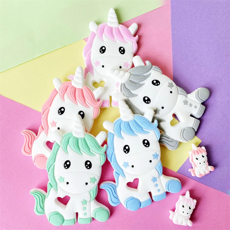 1개 BPA 프리 유니콘 실리콘  치발기, 치아발육 목걸이, DIY 선물, 유니콘  치발기, 공갈젖꼭지 클립