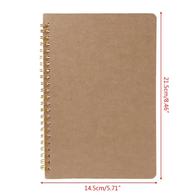 A5 Bullet Notebook Kraft Dot Grid Time Management Blank Book Spiral Journal Weekly Planner School Office Supplies L41E