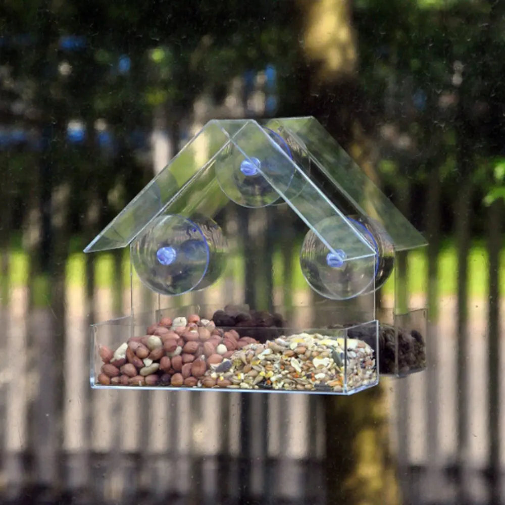 Присоска для пищевых продуктов, окно, пластиковая прозрачная оконная кормушка для птиц, кормушки для птиц, скворечник, красивые сады на открытом воздухе, корм для домашних животных