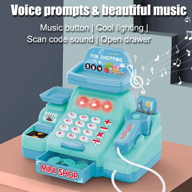 Children's Cash Register Toy Play House Baby Girl Supermarket Simulation Cash Register Set Beverage Coin Vending Machine 6