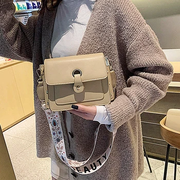 

Vintage Wide Belts Shoulder Strap Flap Bag Women Messenger Bags Small Designer Female Bags Luxury Pu Leather Crossbody Bag Chic