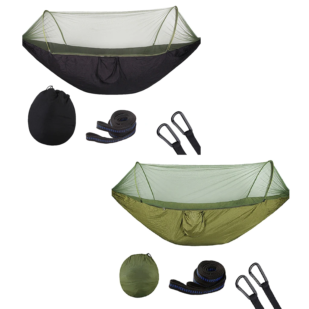 2PCS Outdoor Hammock Hanging Bed with Mosquito Net Camping Swing Tree Tent for Hiking Travel Backpacking