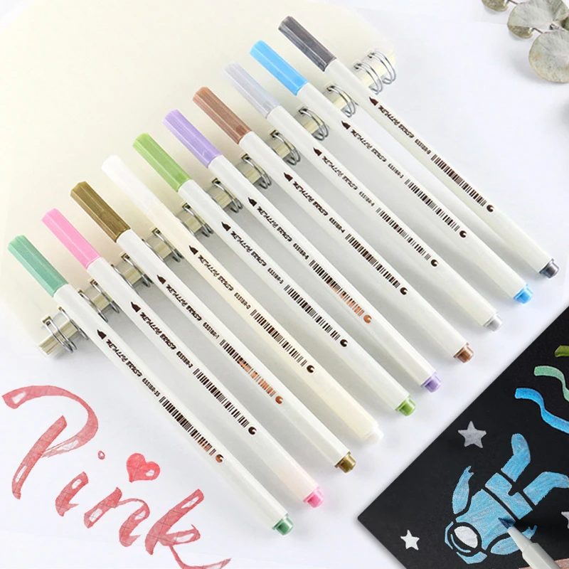 

10 Color/Set DIY Marker Pens Metal Colorful Waterproof Permanent Paint pen Graffti Oily Sharpie Drawing Manga School Supplies
