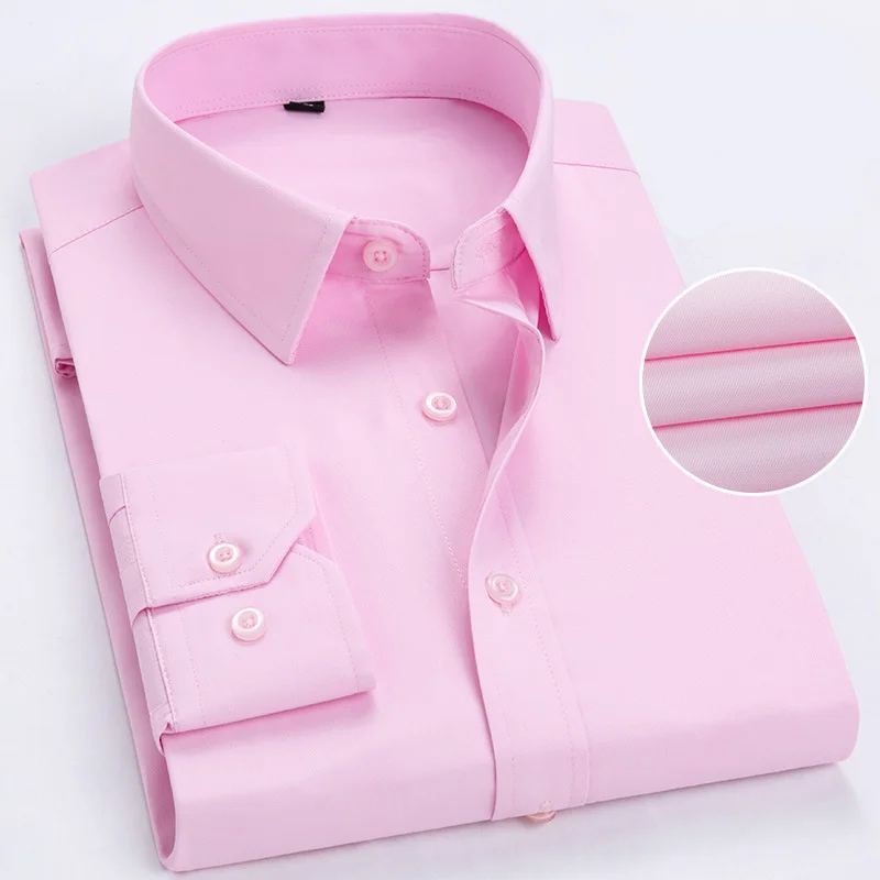 BOLUBAO мужские брендовые деловые рубашки декоративные карманы мужские рубашки сплошной цвет простота кардиган рубашки - Цвет: Pink