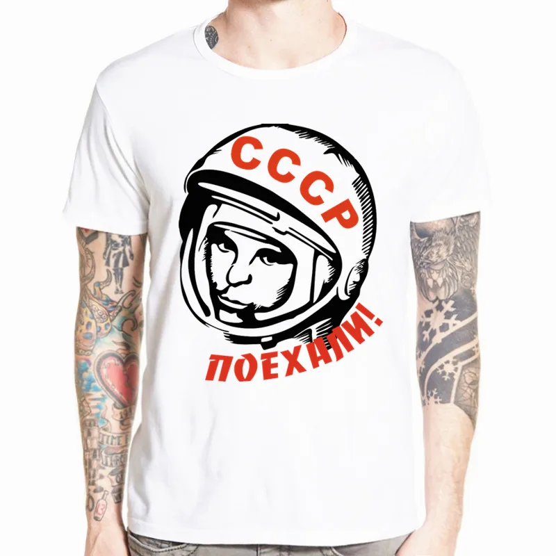 CCCP футболка Гагарина дизайн новая мужская футболка с коротким рукавом летняя крутая мужская одежда с круглым вырезом HCP875 - Цвет: HCP875C