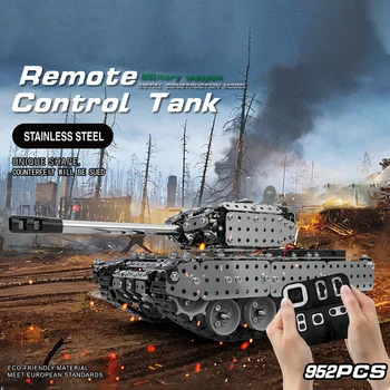 

DIY Assembling Pickup RC Car for Kids Gift Mini RC Tank Military Model Toy Stainless Steel Remote Control Tank Toys