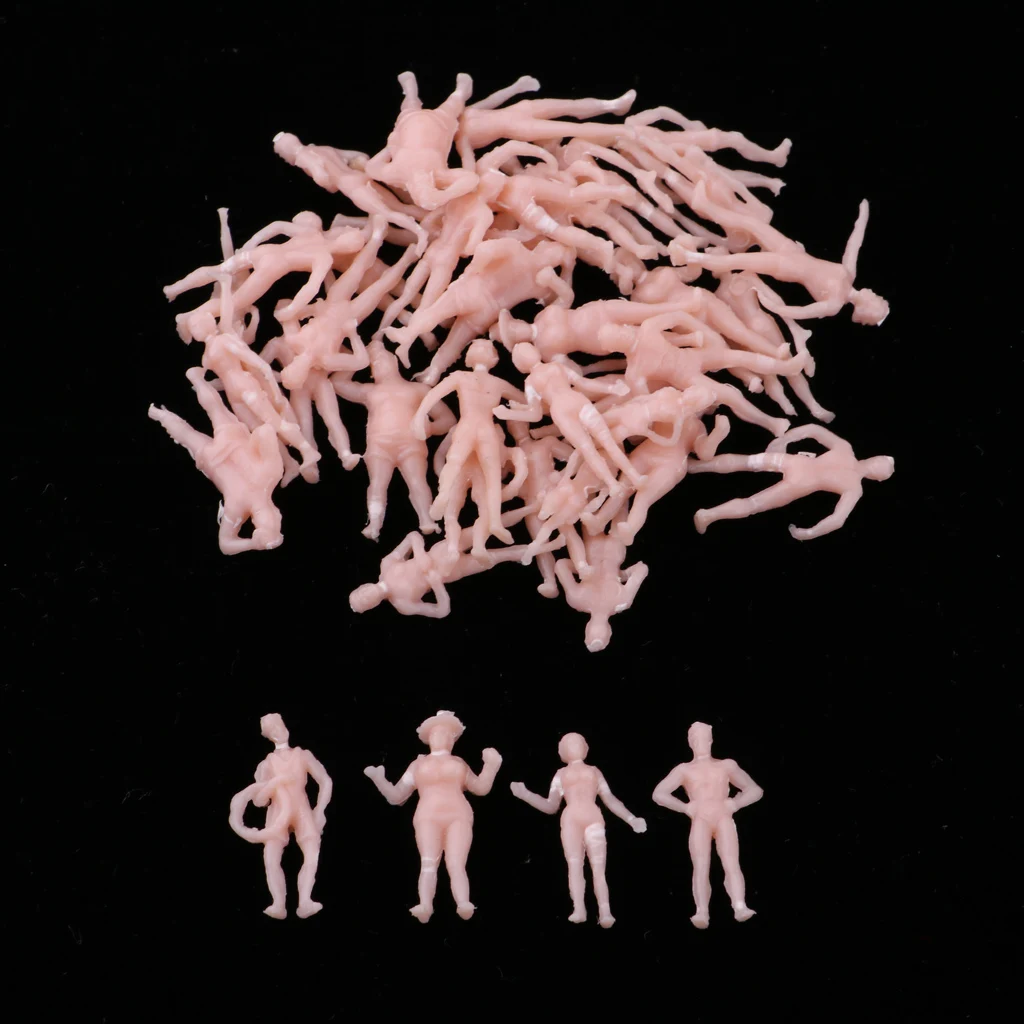 40pcs 1/87 Beach People Action Figure Mini for HO Train Seaside Scenery DIY