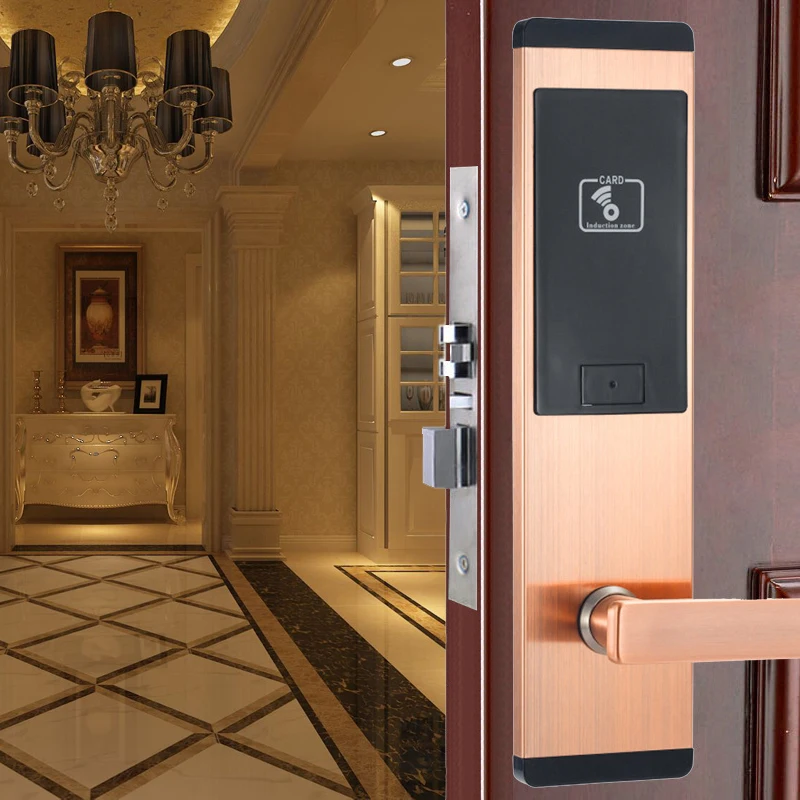 

Hotel Door Lock Inn Swipe Card Lock Intelligent Induction IC Wooden Door Locks Stainless Steel Apartment House Electronic Lock