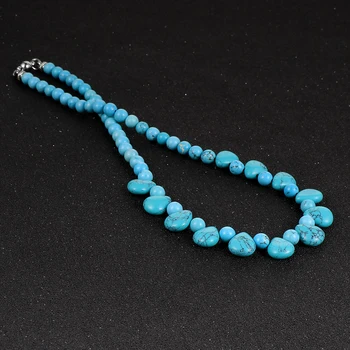 

Unisex Men Women Natural Stone Necklace 6mm Turquoises Tiger Eye Stone Beaded Necklaces Drop Statement Pendant Neck Chain 18"