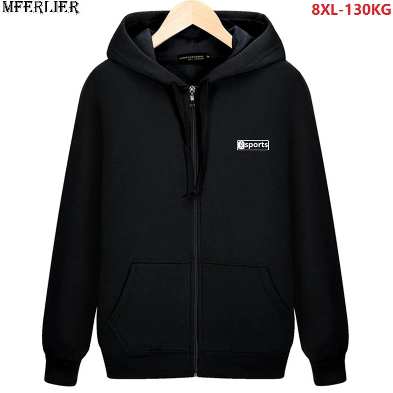 

winter men Hoodies warm fleece sports hooded Sweatshirts letter coat zipper plus size 6XL 7XL 8XL autumn loose sportwear hoodies