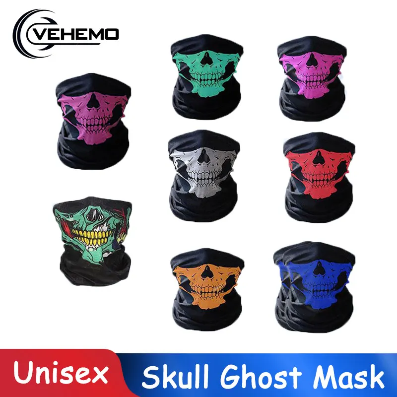 

Motorcycle Mask Skull Ghost Mask Biker Face Shield Face Masks Neck Scarf Balaclava Halloween Masquerade Mask Unisex