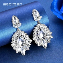 Mecresh ดอกไม้หรูหรา Silver GOLD Multicolor เจ้าสาว Drop ต่างหูสำหรับผู้หญิงม้าคริสตัล Dangle ต่างหู MEH1646(China)