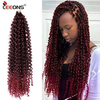 

Leeons Pre Twisted Passion Twists Crochet Braid Hair Extension Synthetic Hair Ombre Braiding Hair Fluffy Twists Braid Hair Bulk