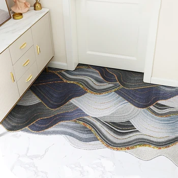 

PVC Silk Loop Dust-proof Rugs and Carpets for Home Living Room Striped Modern Doormat Shoes Scraper Entrance Door Mat Gray