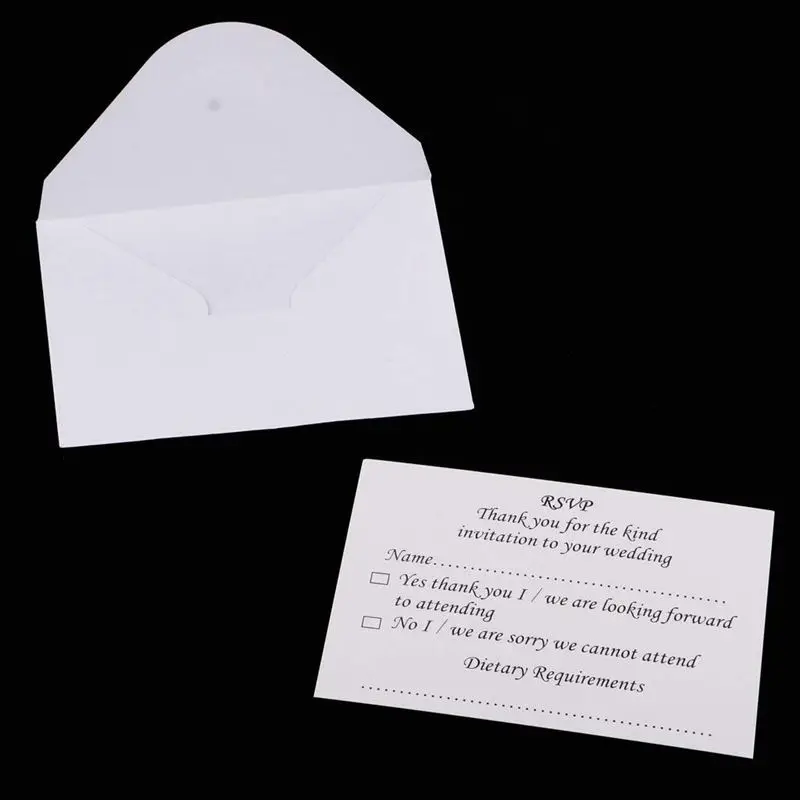 50 шт свадебный банкет RSVP ответ карта с конвертом